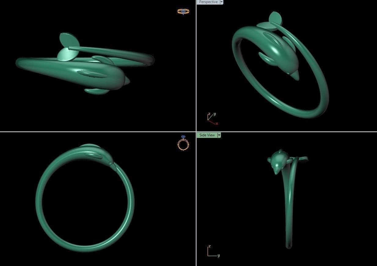 Dolphin ring 3D print model_6