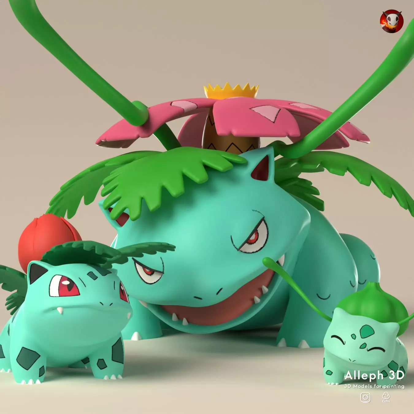 Pokemon bulbasaur evolution pack 3D print model_0