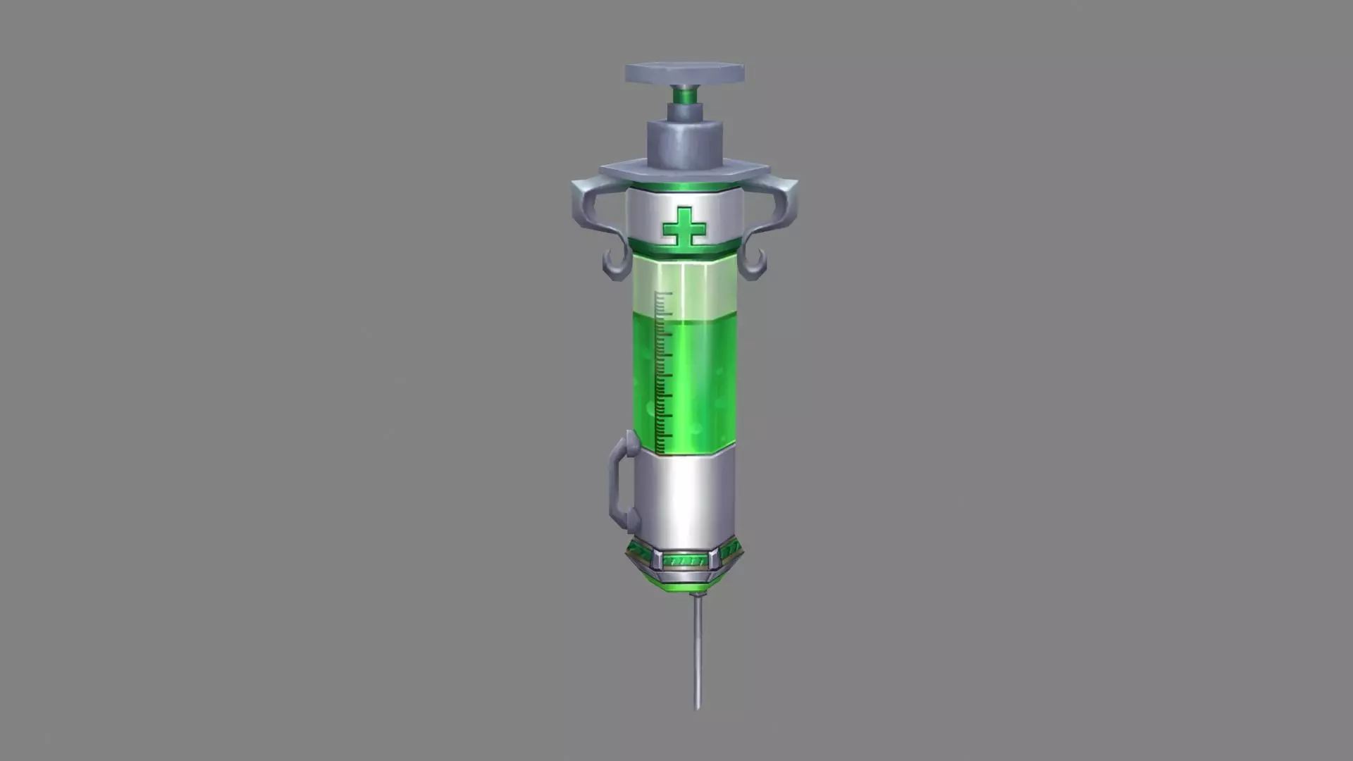Cartoon syringe - green Low-poly 3D model