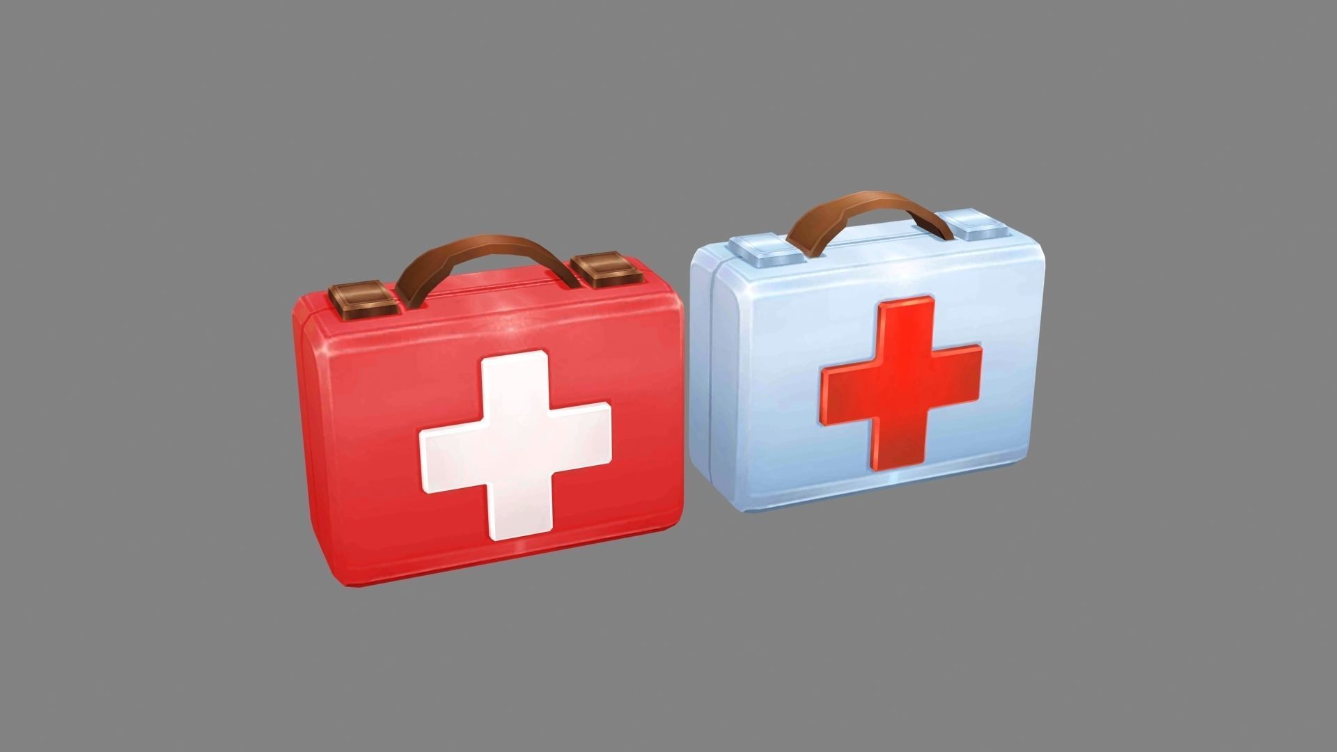 Cartoon medical kit - First aid kit Low-poly 3D model_2