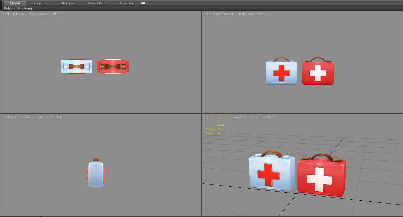Cartoon medical kit - First aid kit Low-poly 3D model_4