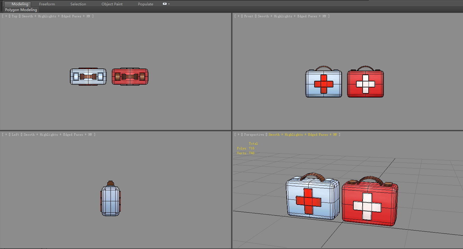 Cartoon medical kit - First aid kit Low-poly 3D model_5