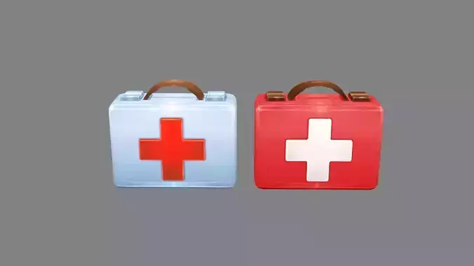 Cartoon medical kit - First aid kit Low-poly 3D model