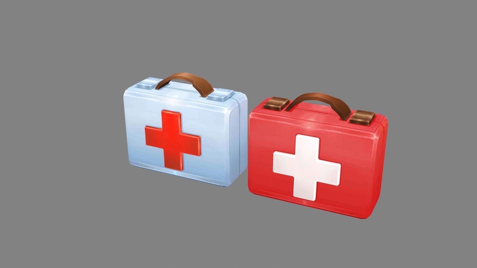 Cartoon medical kit - First aid kit Low-poly 3D model_1