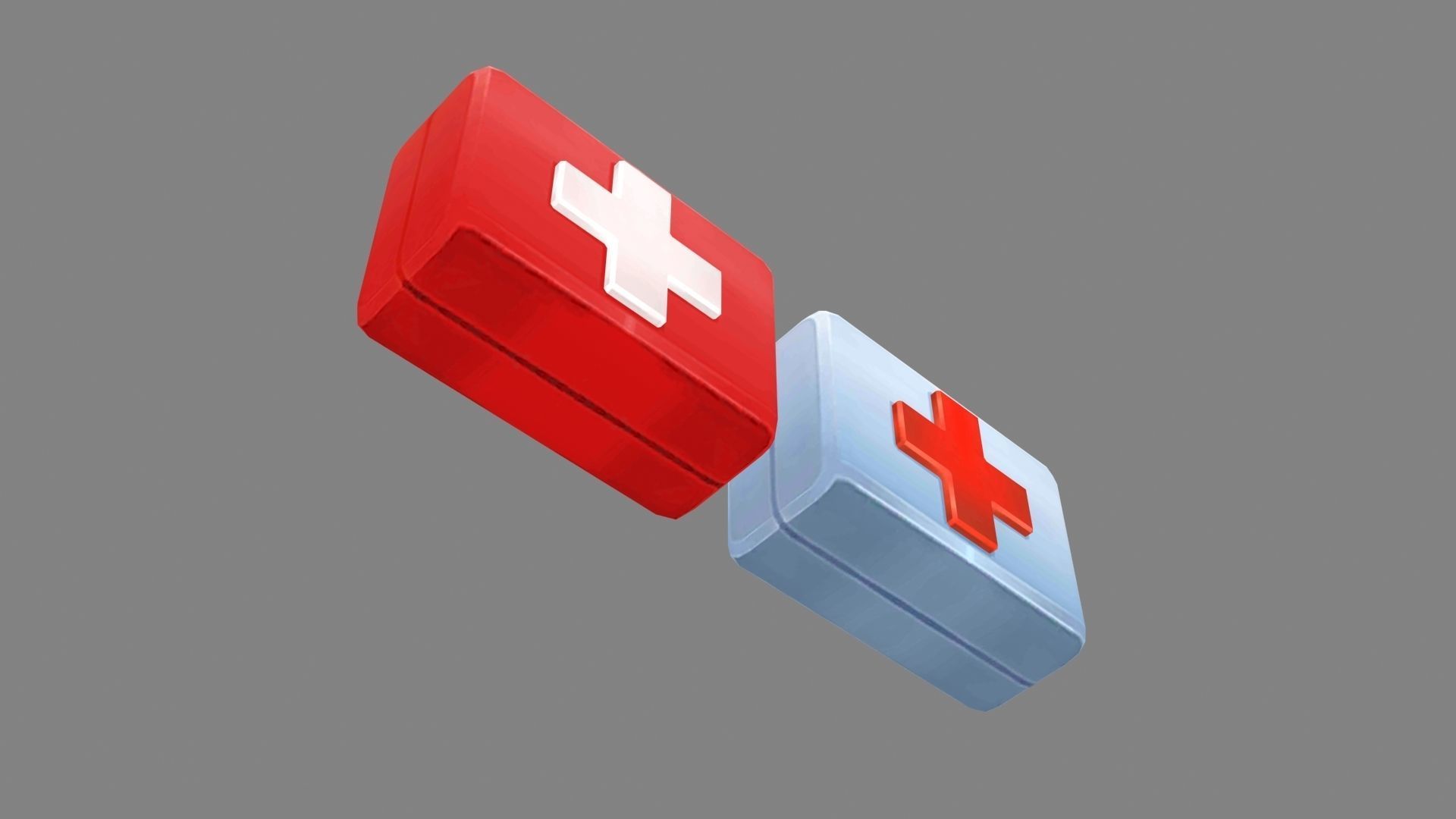 Cartoon medical kit - First aid kit Low-poly 3D model_3