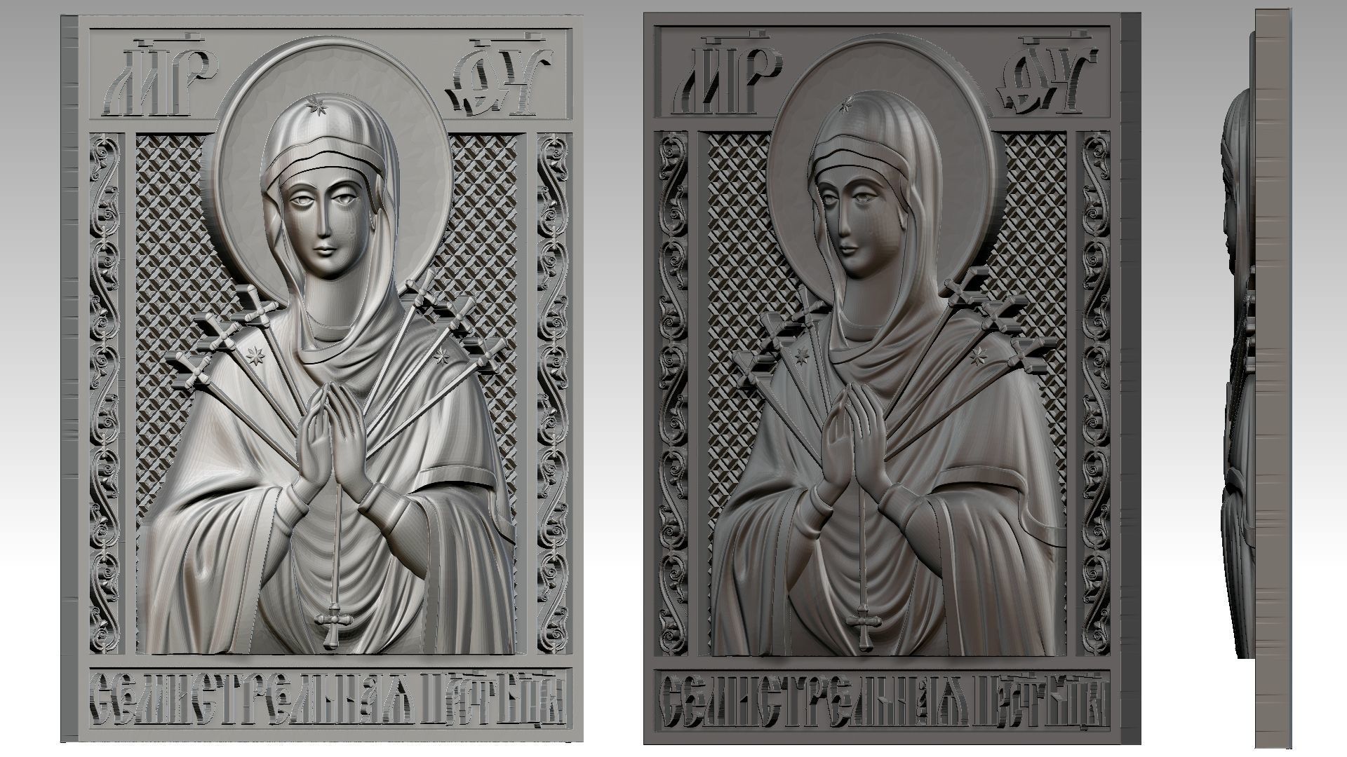 Virgin Mary of the Seven Arrows - Our Lady of Sorrows  Relief 3D print model_11