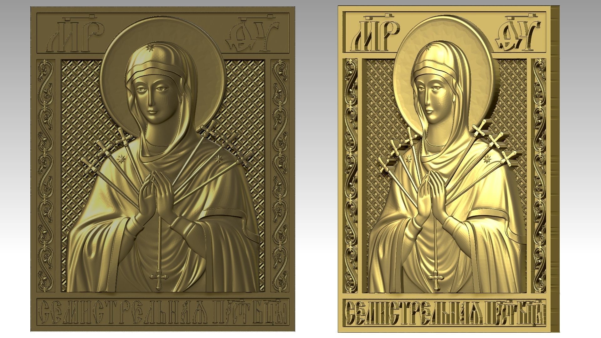 Virgin Mary of the Seven Arrows - Our Lady of Sorrows  Relief 3D print model_4