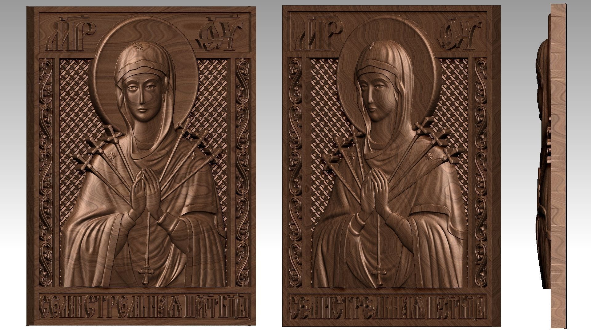 Virgin Mary of the Seven Arrows - Our Lady of Sorrows  Relief 3D print model_2