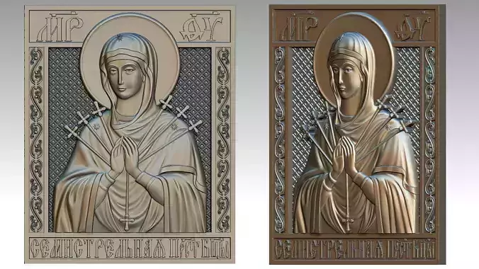 Virgin Mary of the Seven Arrows - Our Lady of Sorrows  Relief 3D print model