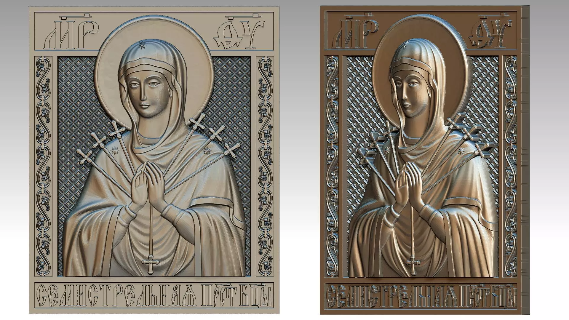 Virgin Mary of the Seven Arrows - Our Lady of Sorrows  Relief 3D print model_0