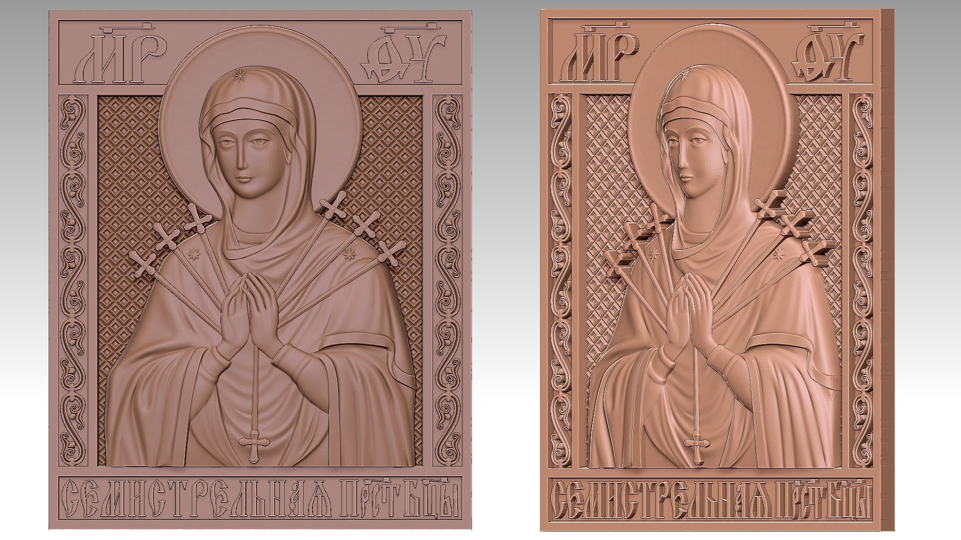 Virgin Mary of the Seven Arrows - Our Lady of Sorrows  Relief 3D print model_8