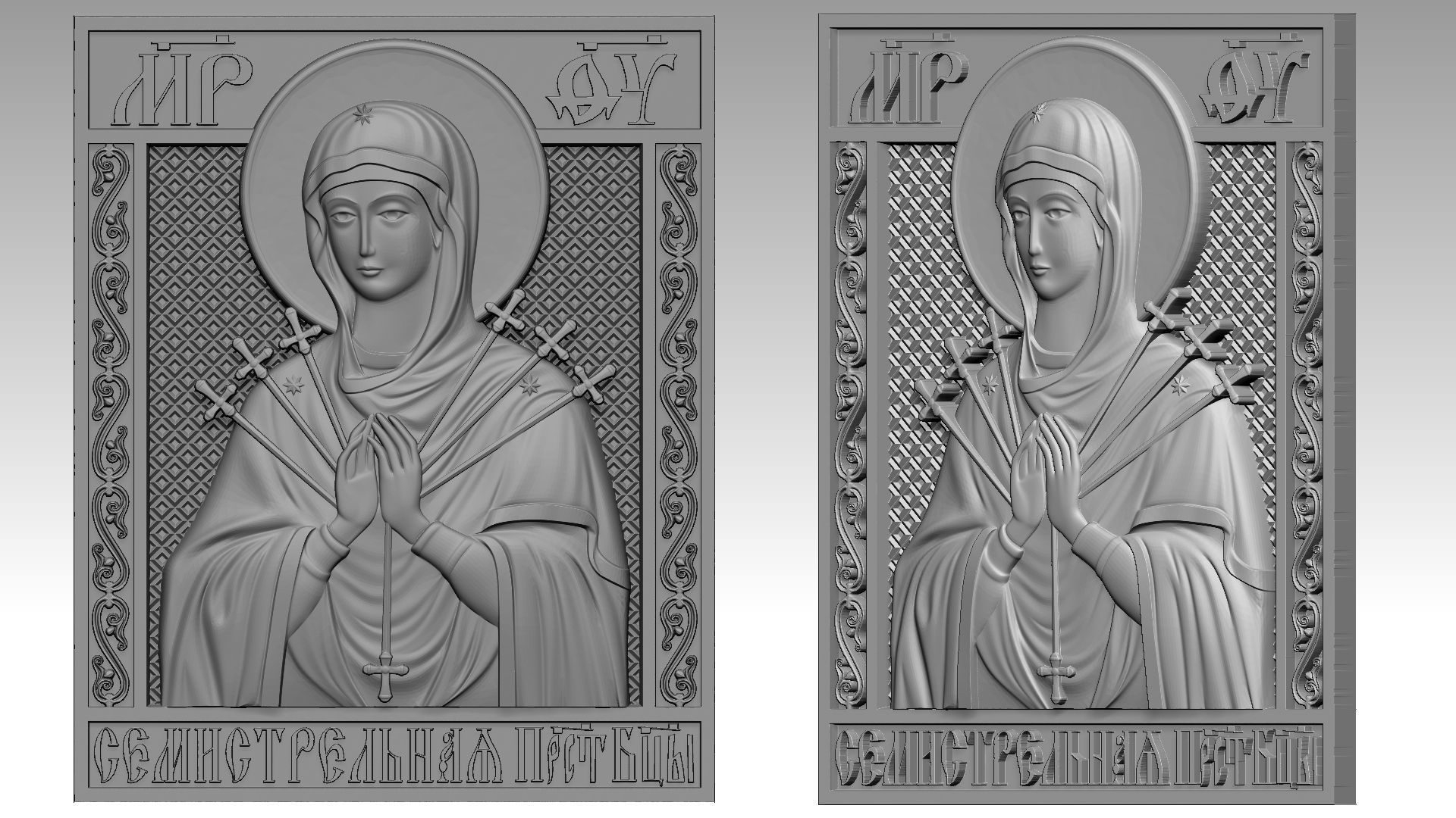 Virgin Mary of the Seven Arrows - Our Lady of Sorrows  Relief 3D print model_5