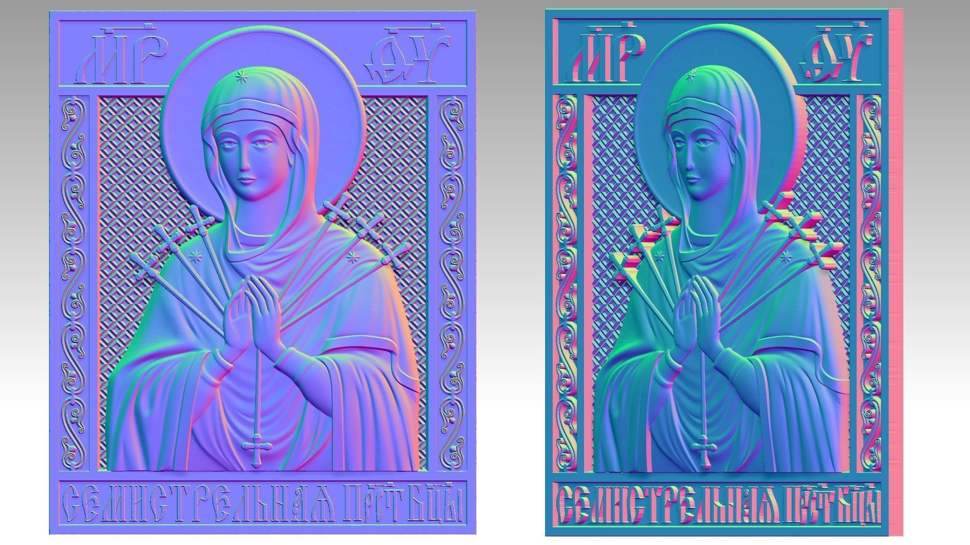Virgin Mary of the Seven Arrows - Our Lady of Sorrows  Relief 3D print model_6