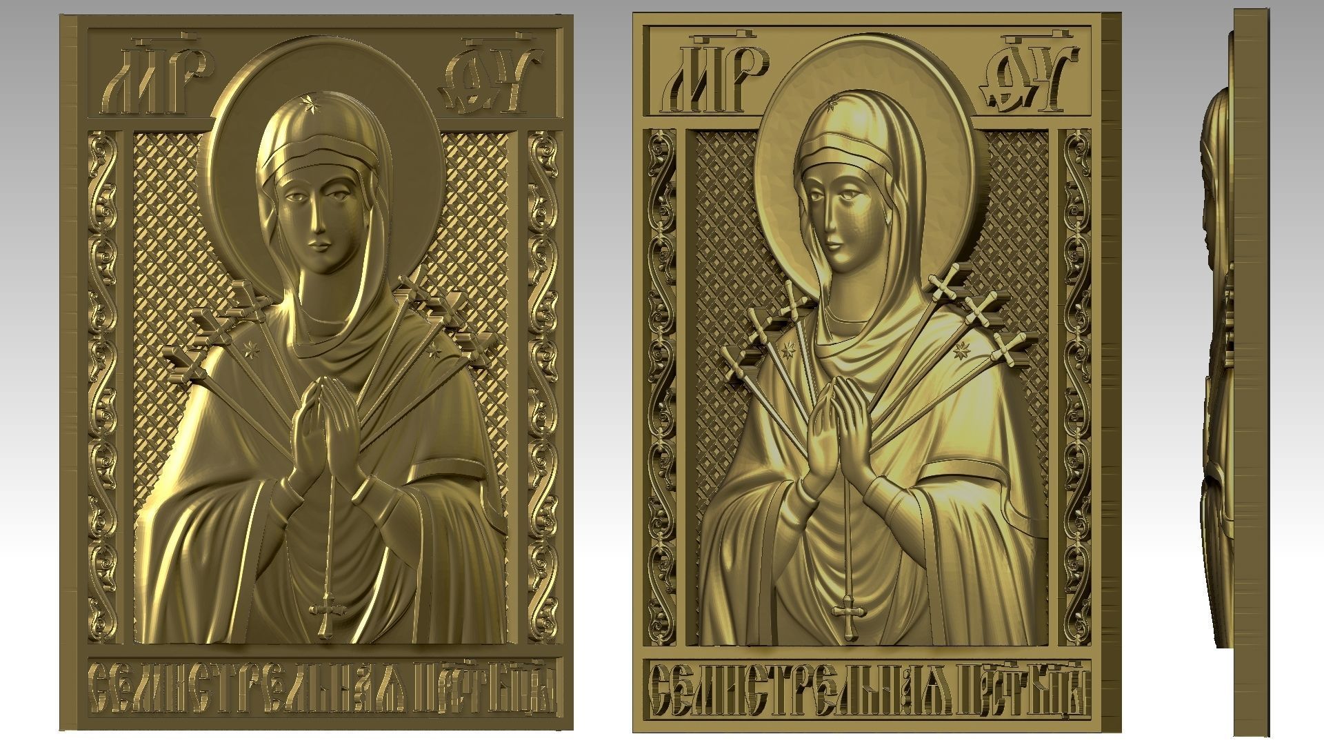 Virgin Mary of the Seven Arrows - Our Lady of Sorrows  Relief 3D print model_10