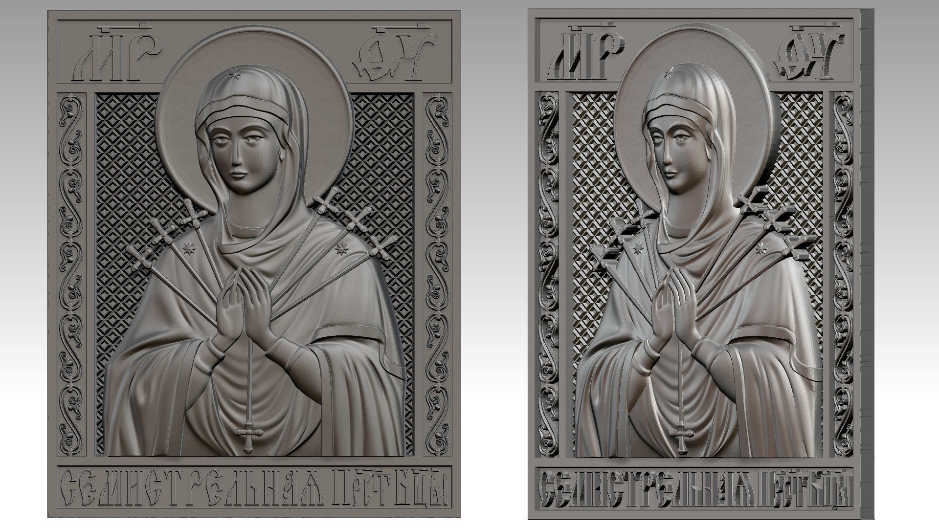 Virgin Mary of the Seven Arrows - Our Lady of Sorrows  Relief 3D print model_7