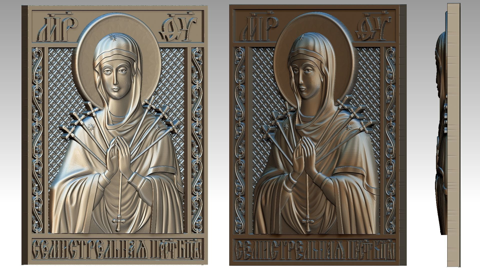 Virgin Mary of the Seven Arrows - Our Lady of Sorrows  Relief 3D print model_9