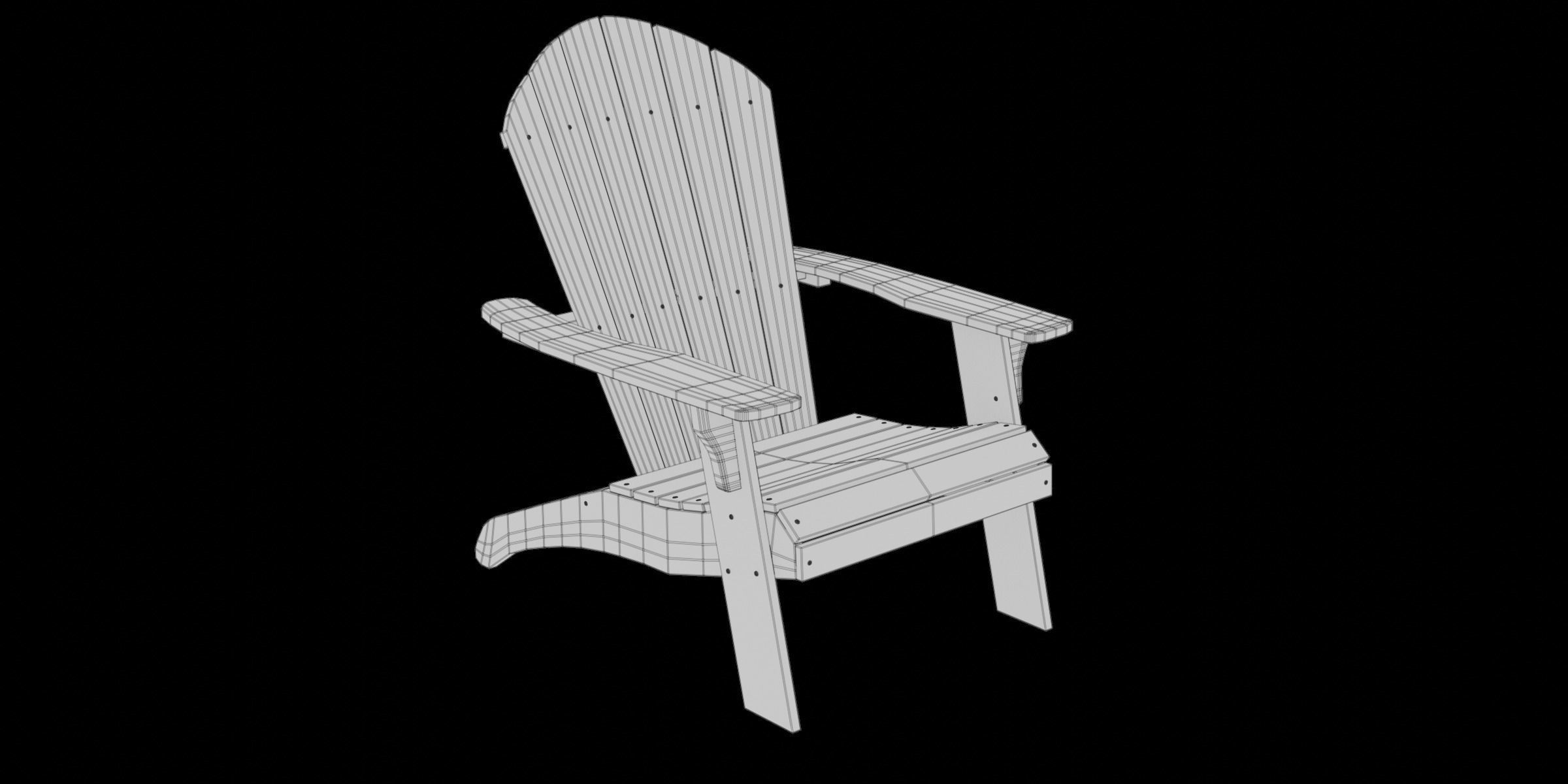 Polyteak King Size Adirondack Chair Low-poly 3D model_2