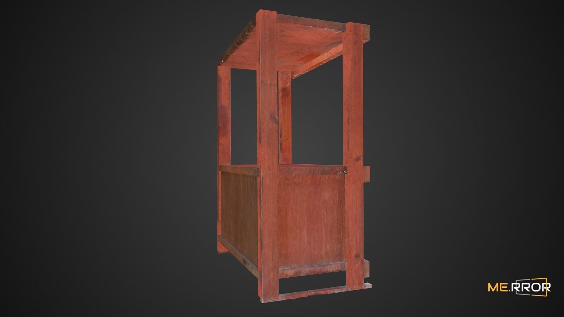 Game Ready Wooden Armoire Low-poly 3D model_2