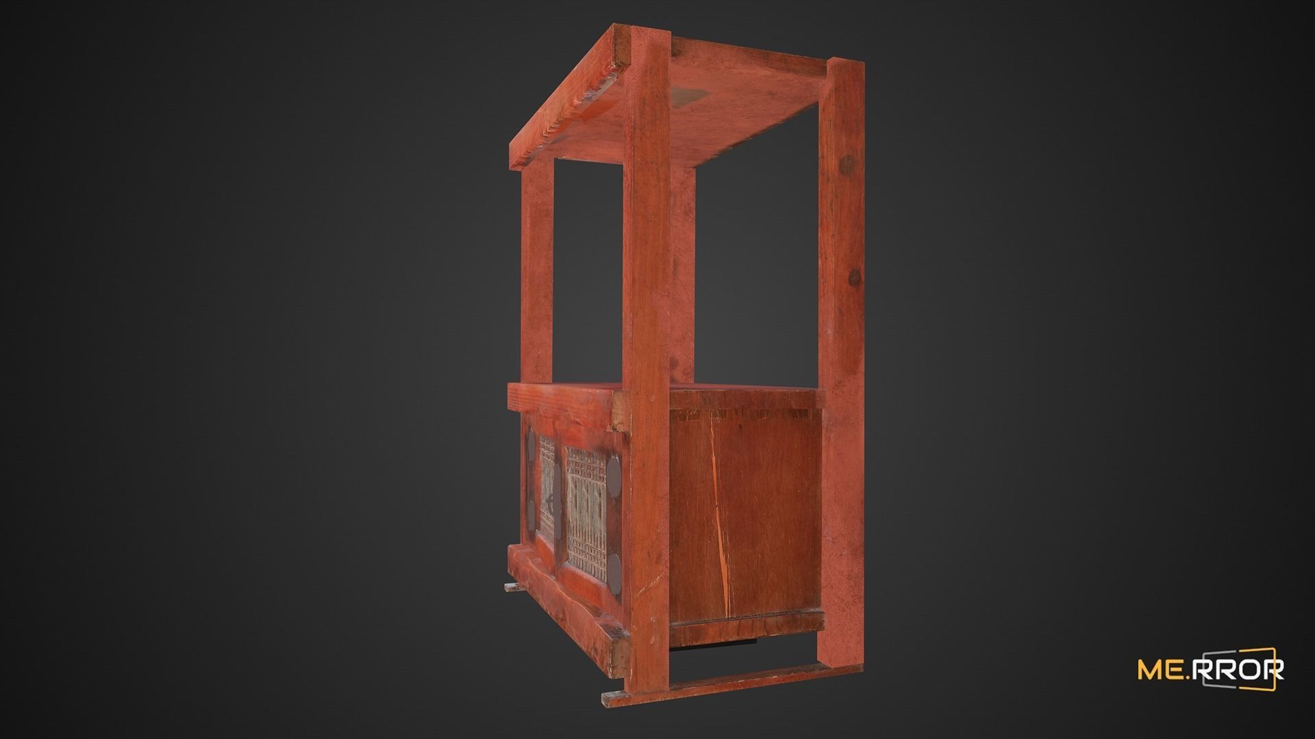 Game Ready Wooden Armoire Low-poly 3D model_6