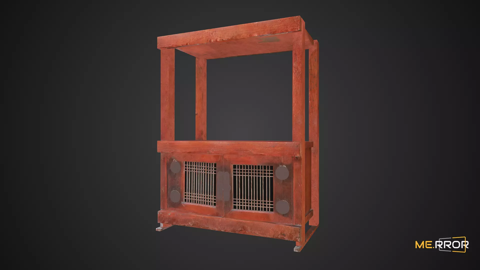 Game Ready Wooden Armoire Low-poly 3D model_0