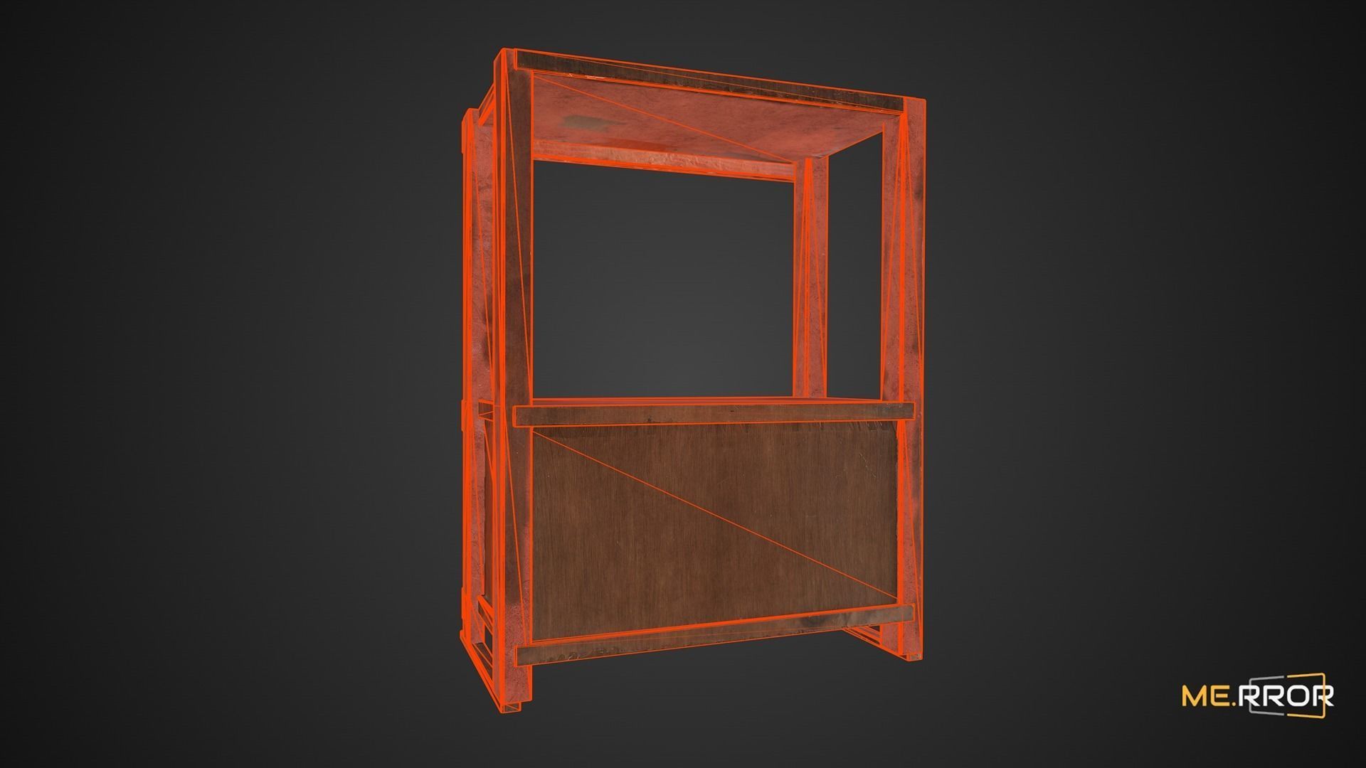Game Ready Wooden Armoire Low-poly 3D model_4