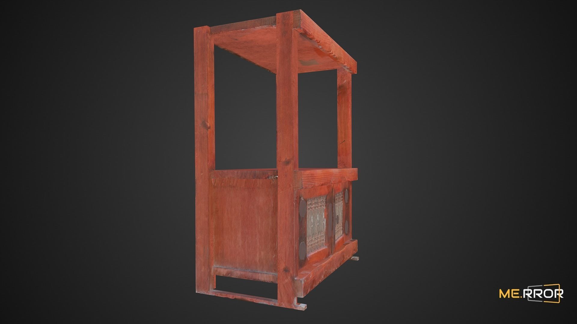 Game Ready Wooden Armoire Low-poly 3D model_5