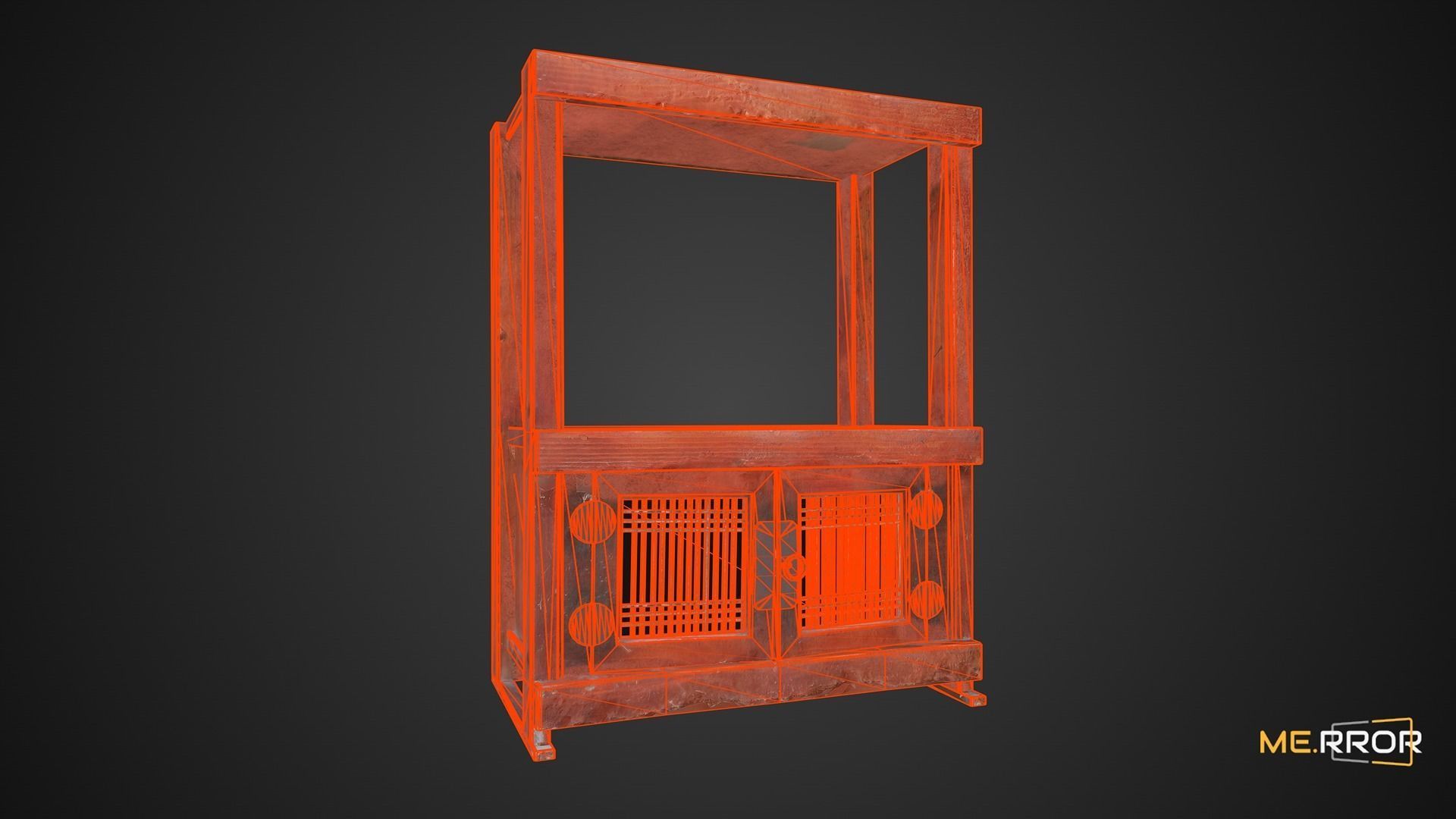 Game Ready Wooden Armoire Low-poly 3D model_8