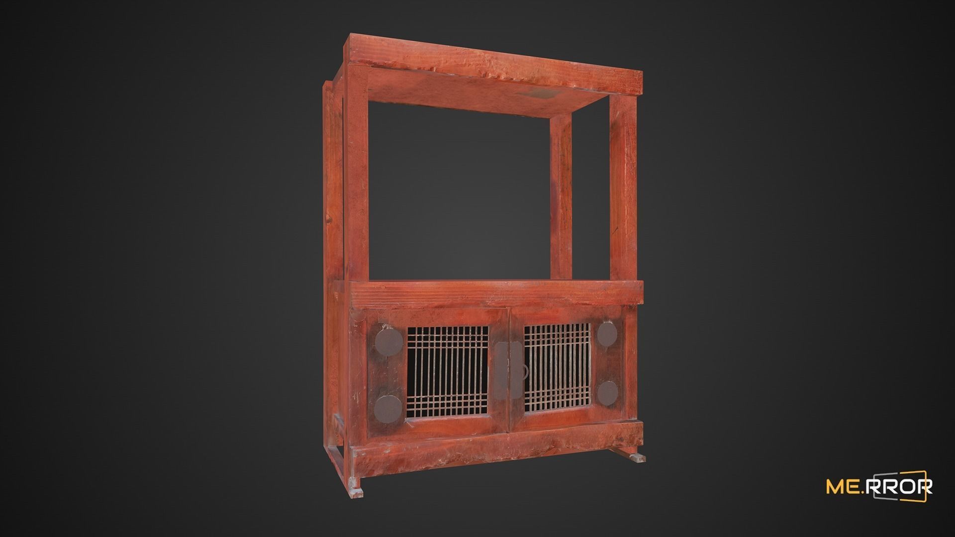 Game Ready Wooden Armoire Low-poly 3D model_7