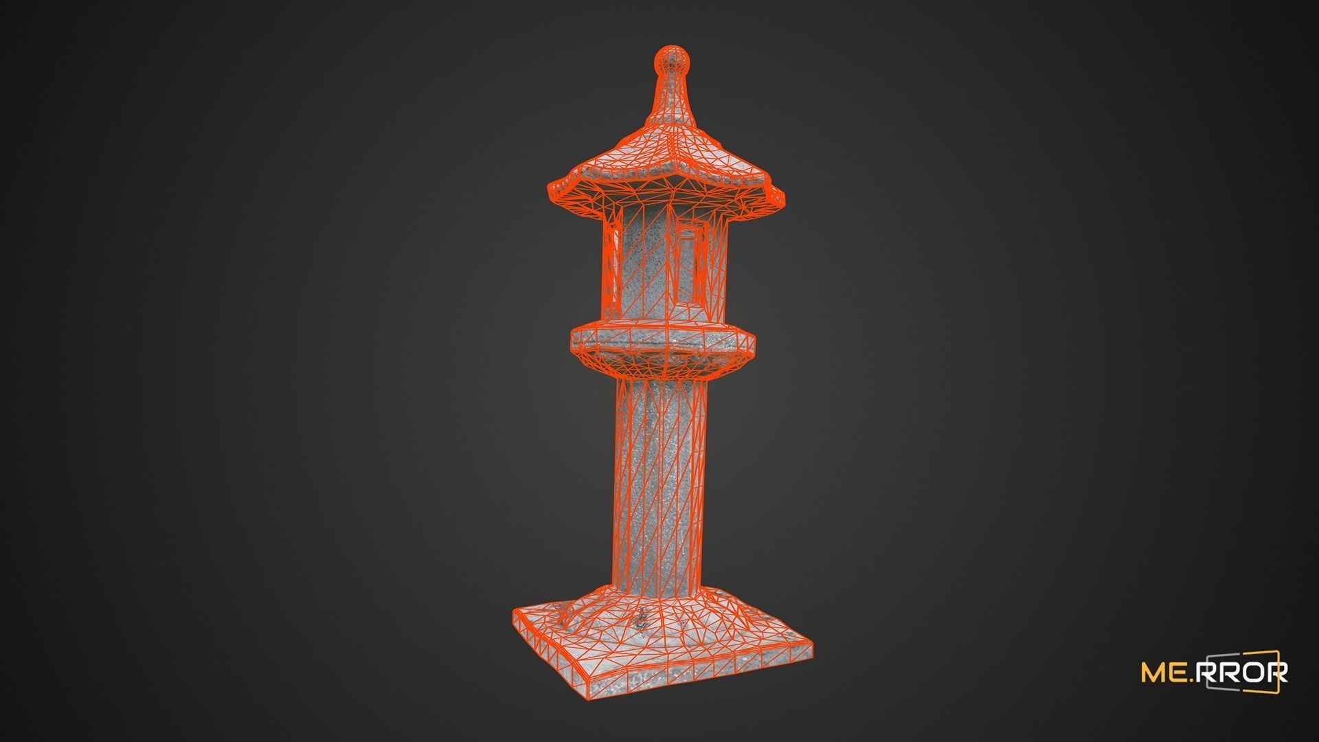 Game Ready Tall Stone Lantern Low-poly 3D model_3