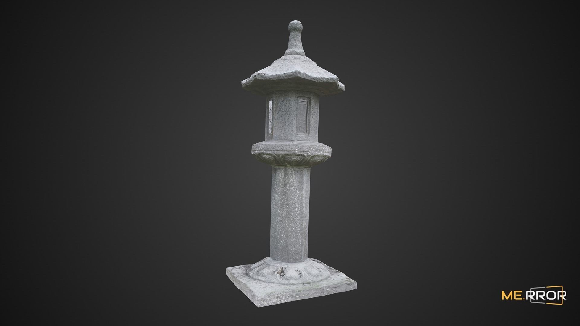 Game Ready Tall Stone Lantern Low-poly 3D model_2