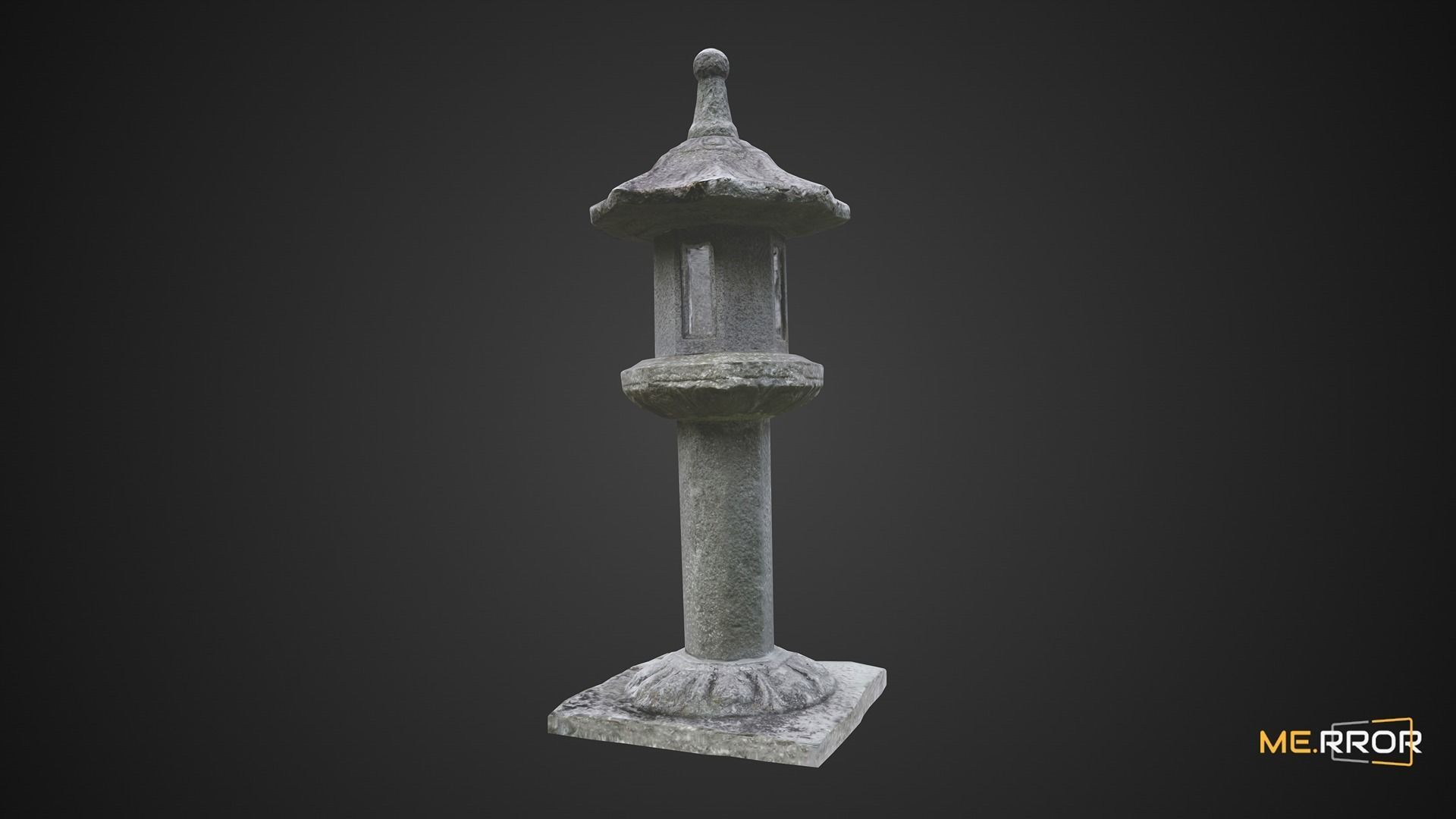 Game Ready Tall Stone Lantern Low-poly 3D model_6