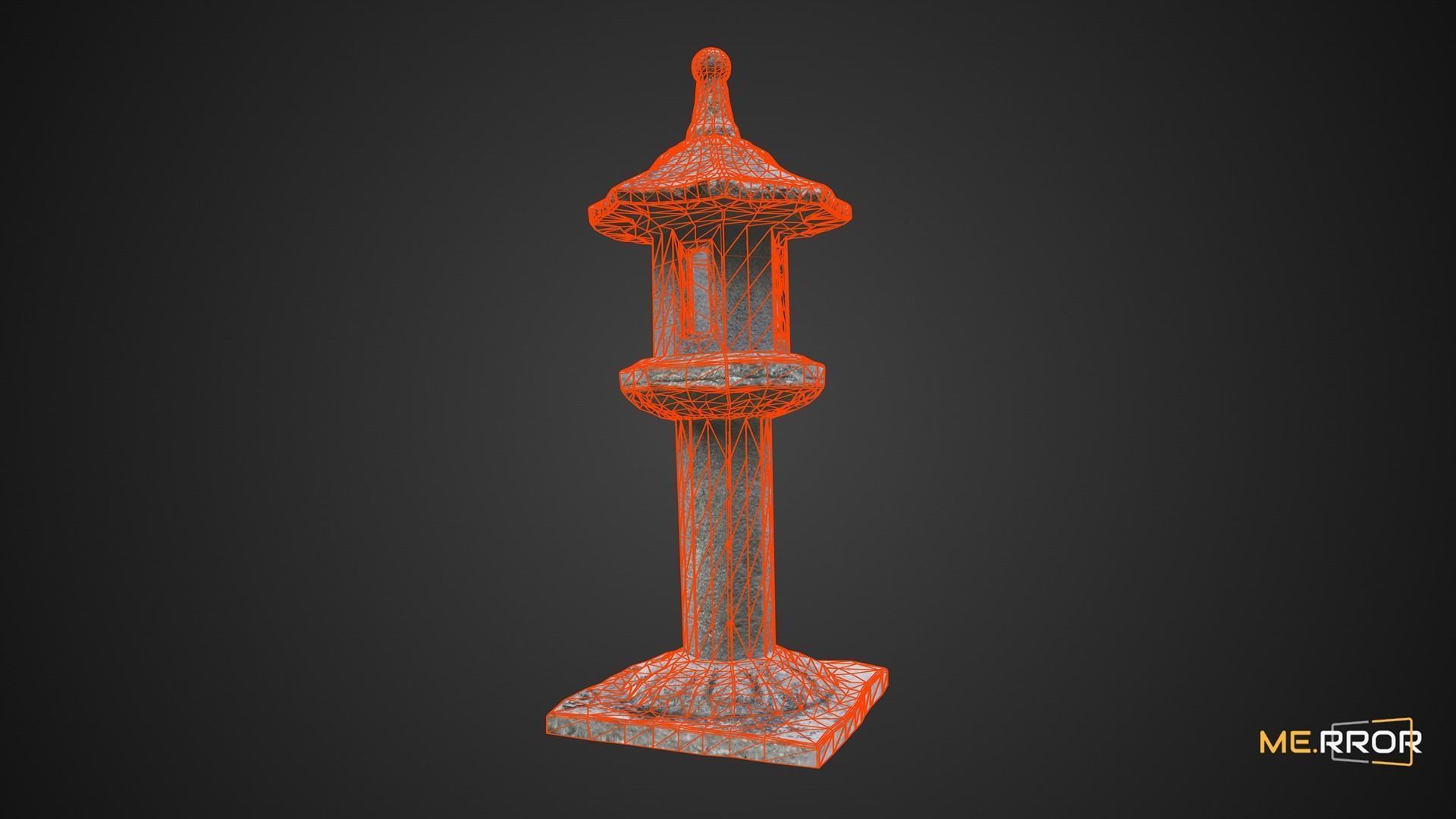 Game Ready Tall Stone Lantern Low-poly 3D model_7