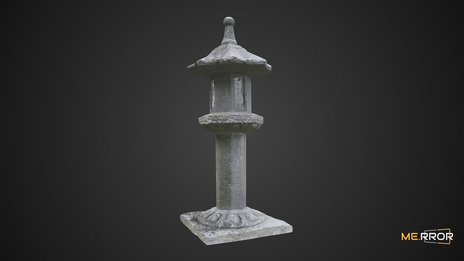 Game Ready Tall Stone Lantern Low-poly 3D model_8