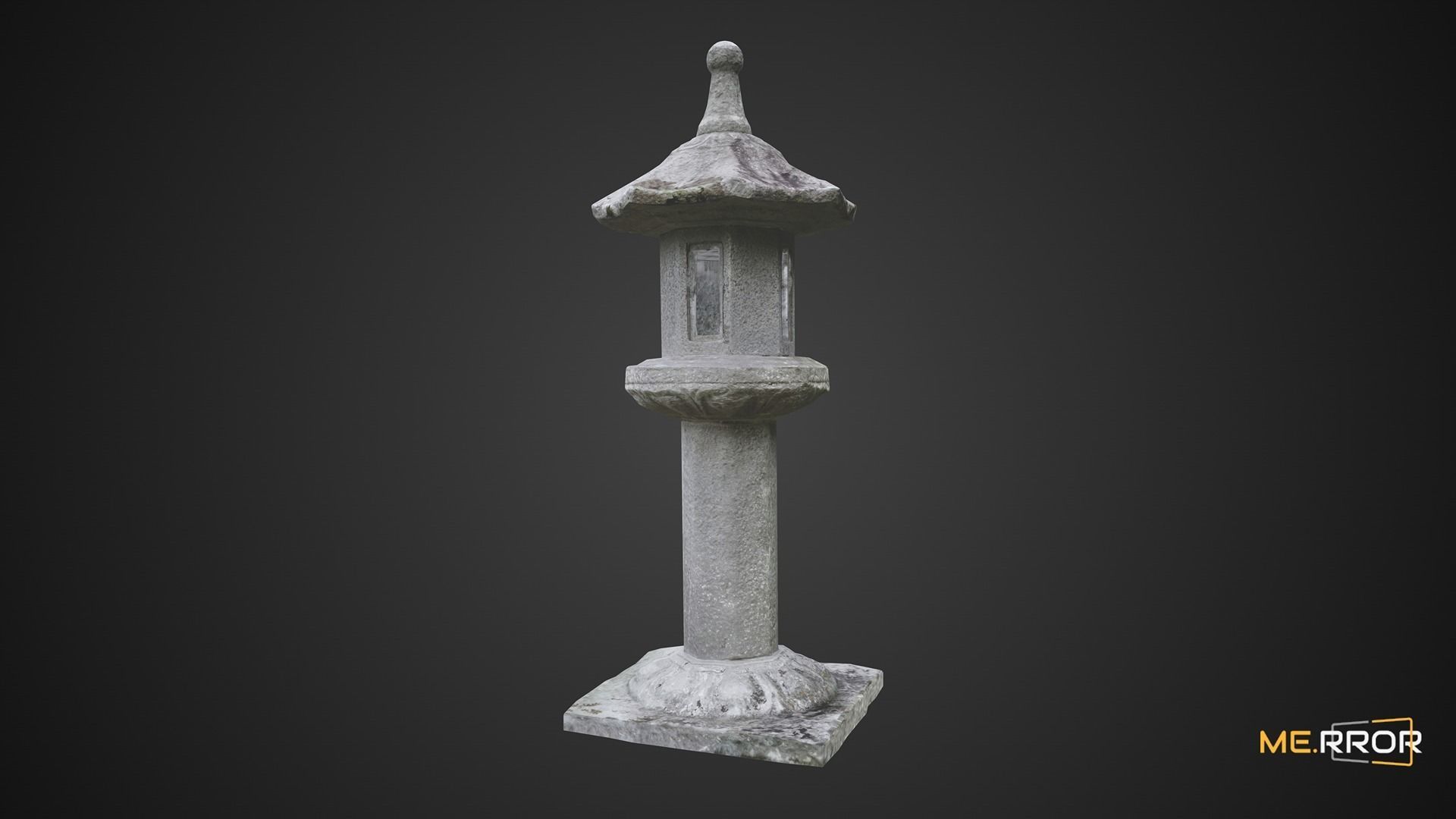 Game Ready Tall Stone Lantern Low-poly 3D model_5