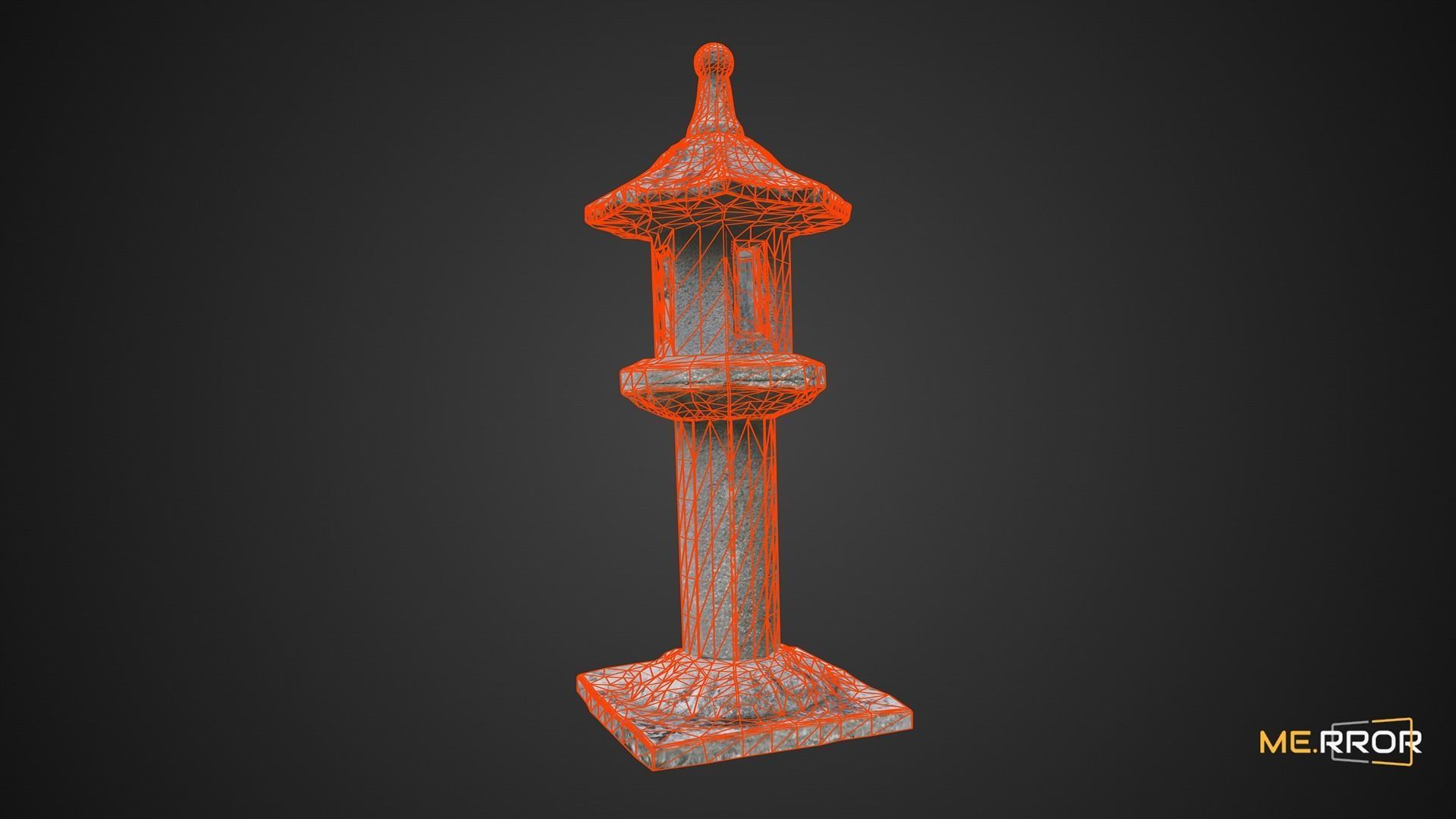 Game Ready Tall Stone Lantern Low-poly 3D model_1