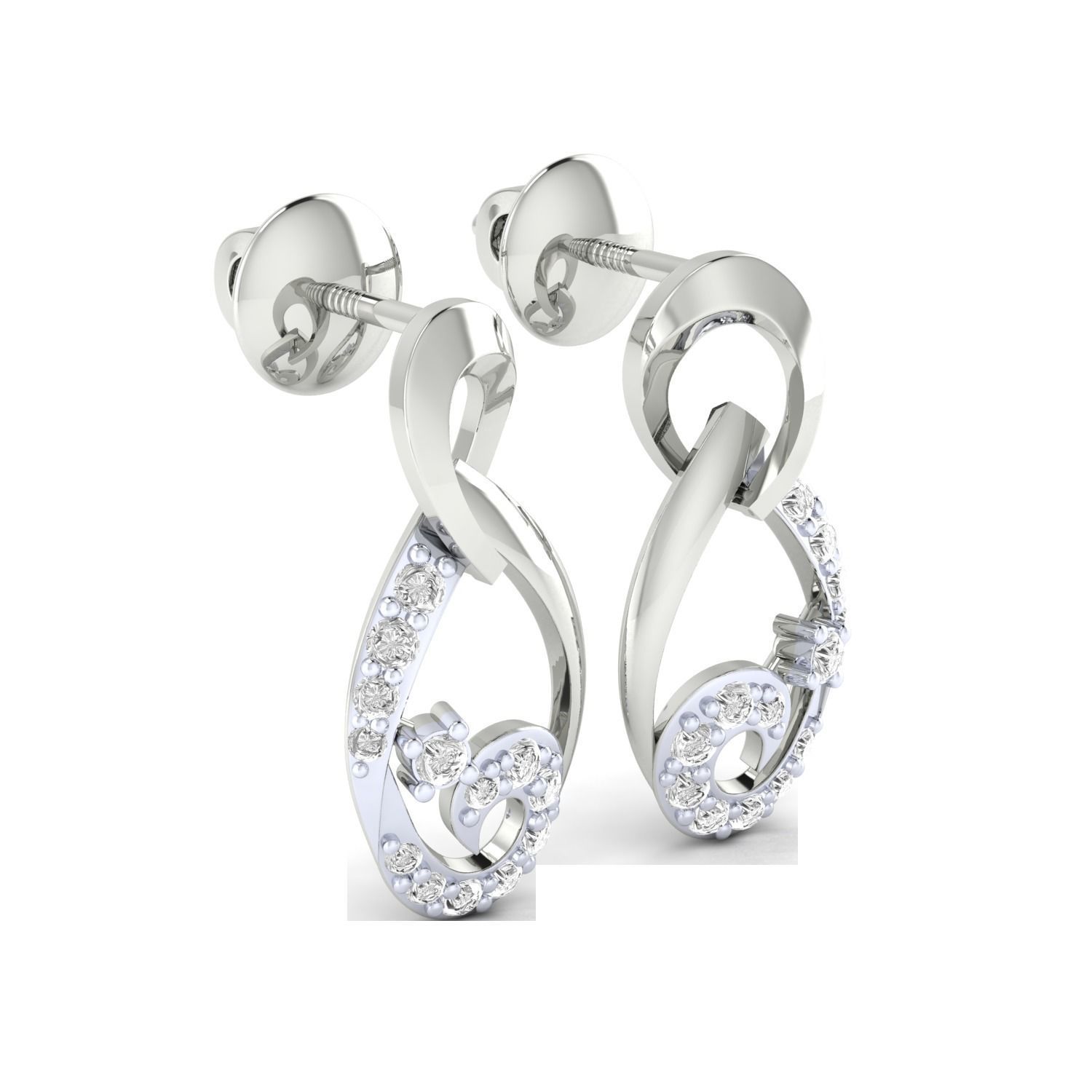 Women Long Drop Earrings STL OBJ FBX Renders Details 3D print model_10