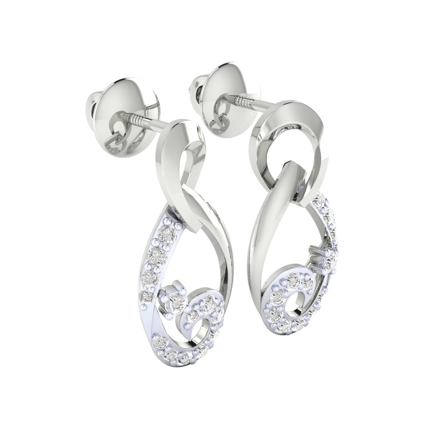 Women Long Drop Earrings STL OBJ FBX Renders Details 3D print model_9