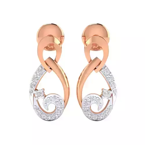 Women Long Drop Earrings STL OBJ FBX Renders Details