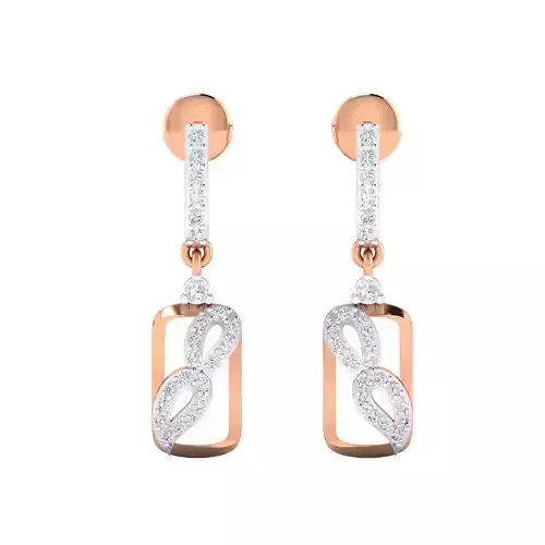 Women Long Drop Earrings STL OBJ FBX Renders Details