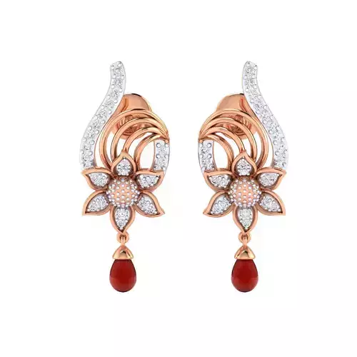 Women Long Drop Earrings STL OBJ FBX Renders Details