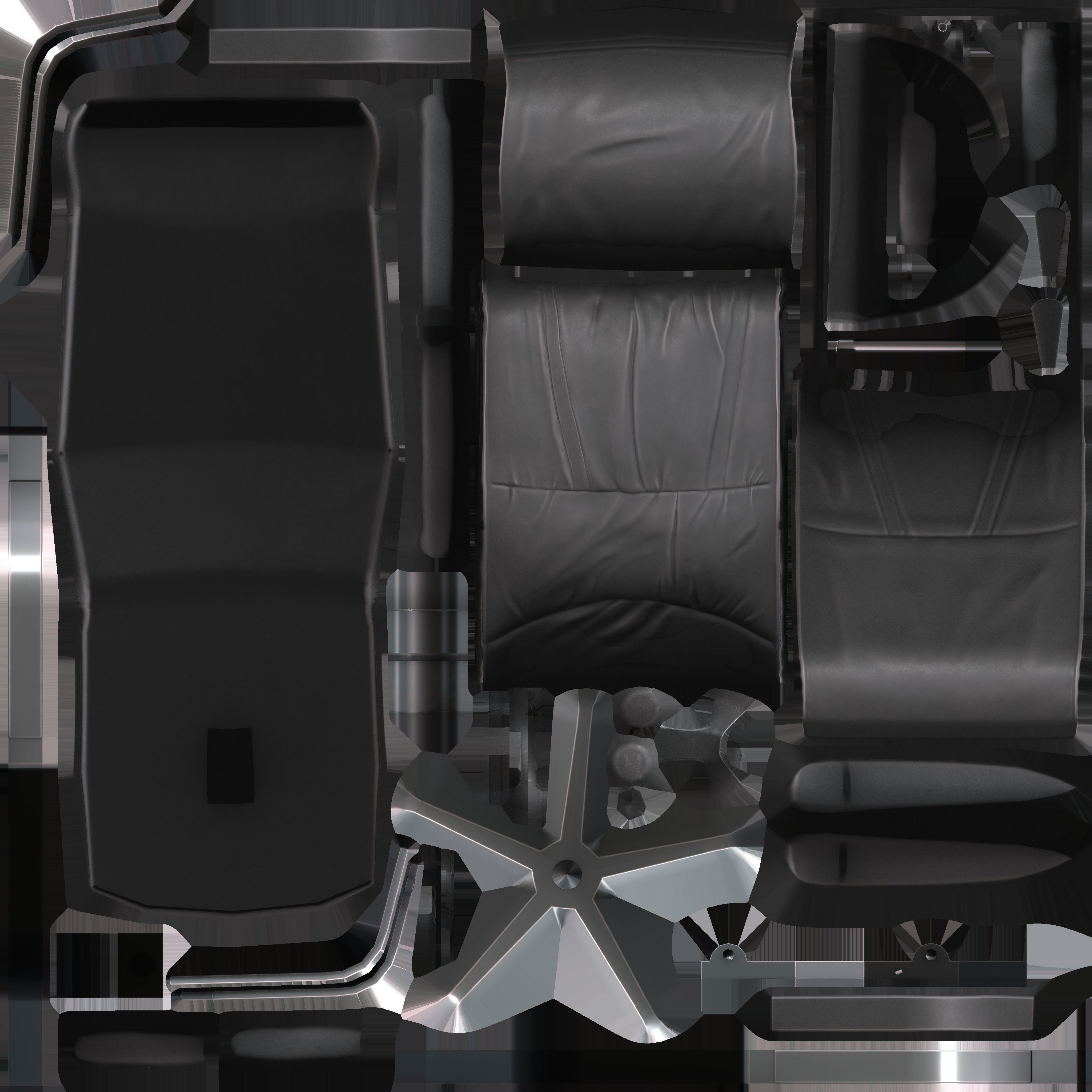 Game Ready Black Office Chair 1 Low-poly 3D model_12