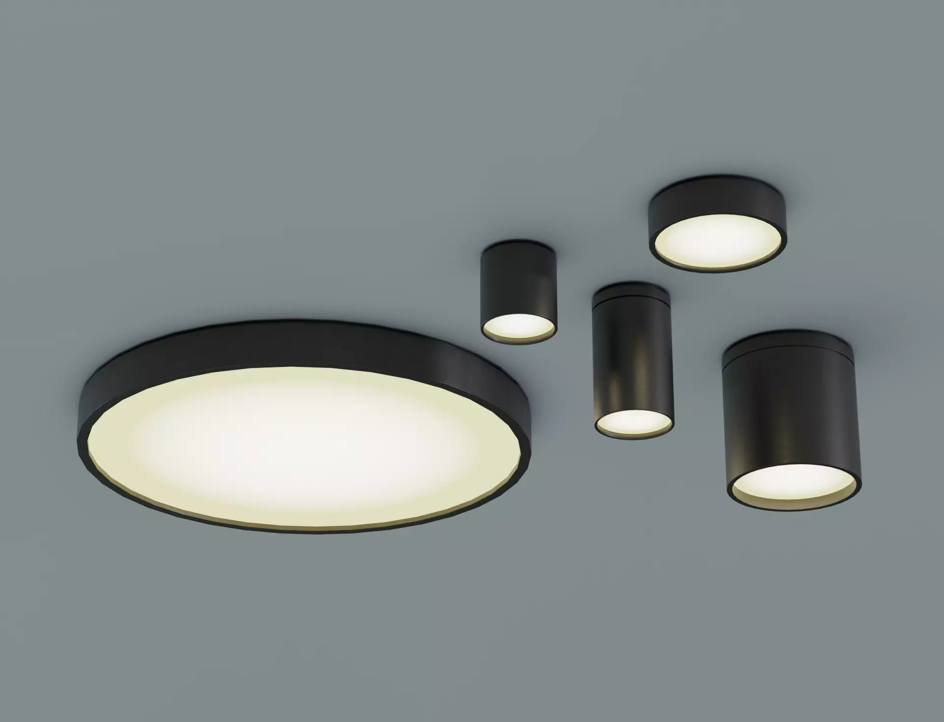 Low Poly Cylinder Down Light Low-poly 3D model_0