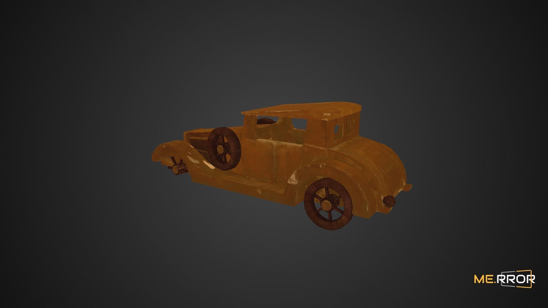 Game Ready Wooden Toy Car Low-poly 3D model_3