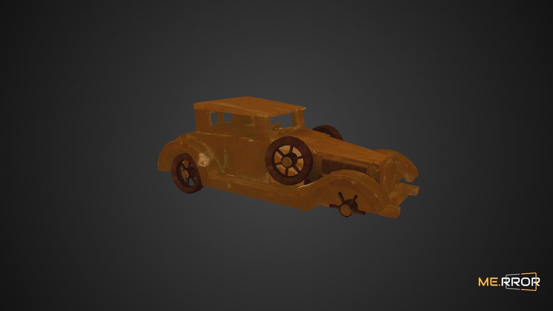 Game Ready Wooden Toy Car Low-poly 3D model_5