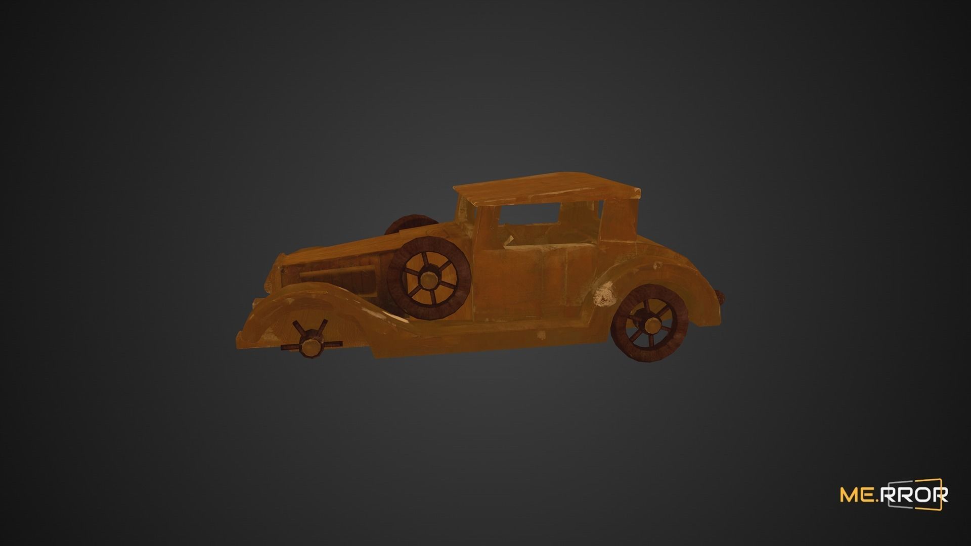 Game Ready Wooden Toy Car Low-poly 3D model_1