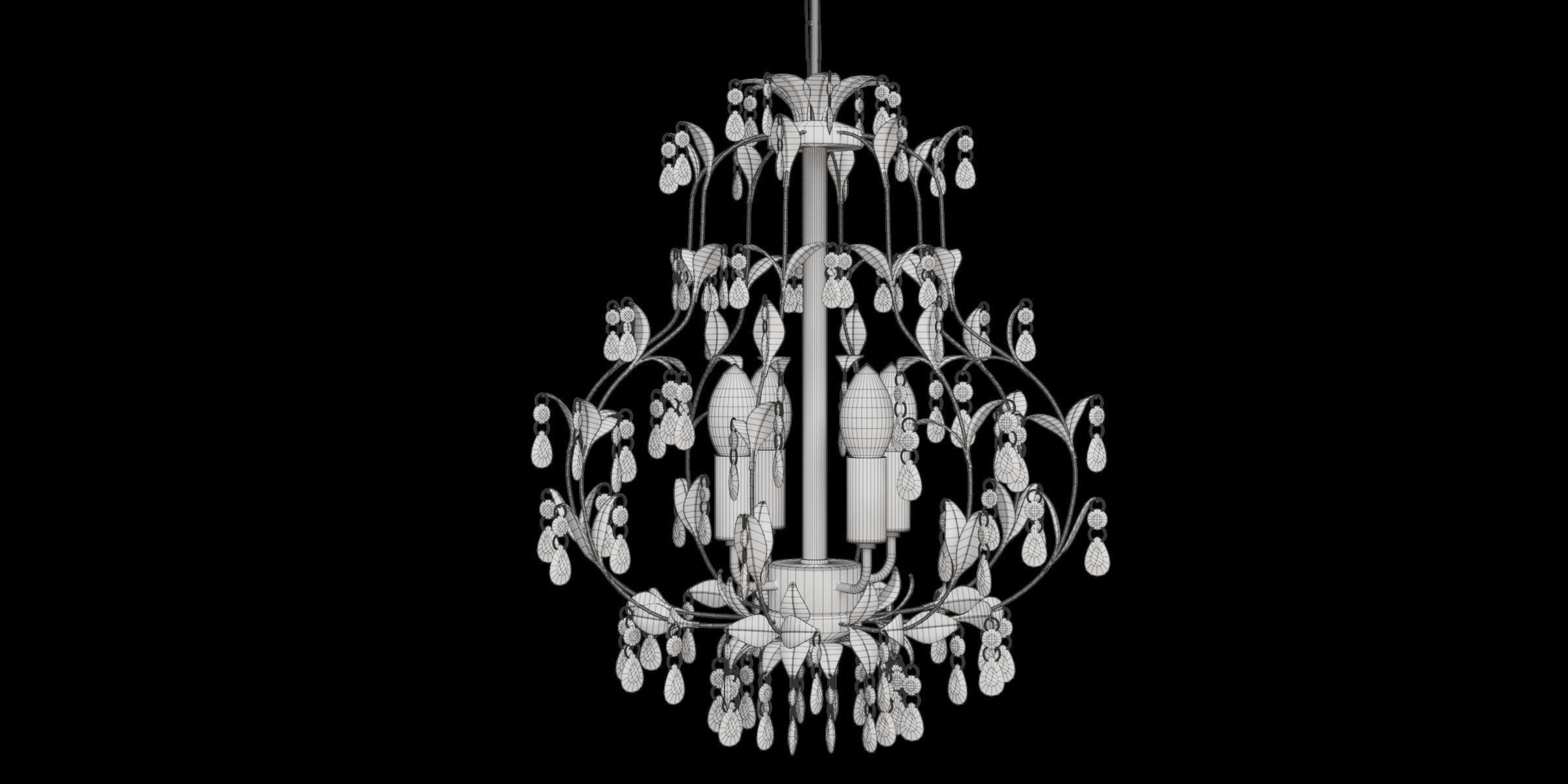 Classic 4 Light Chandelier 3D model_2
