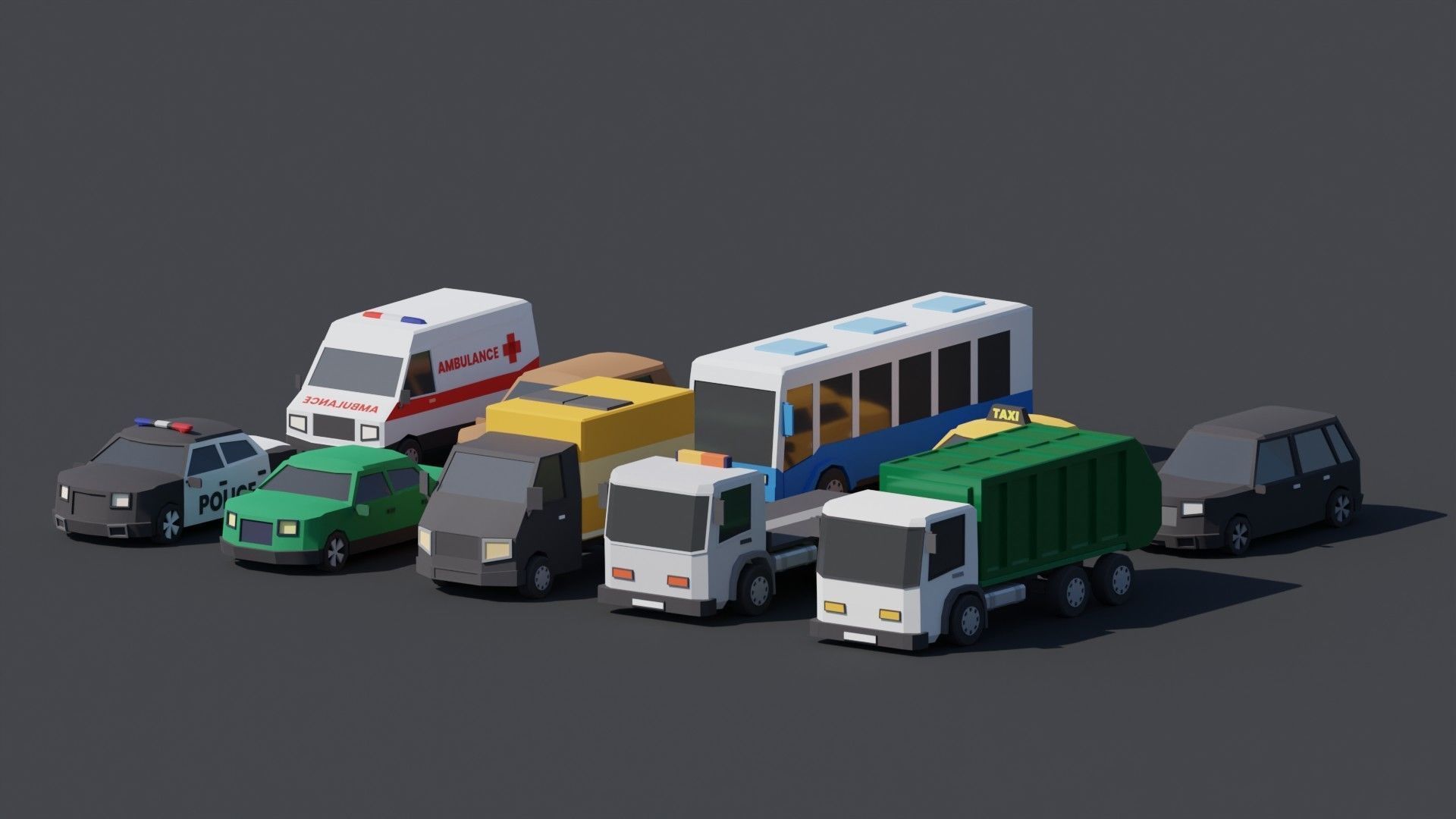10 Low poly City Vehicles Low-poly 3D model_10