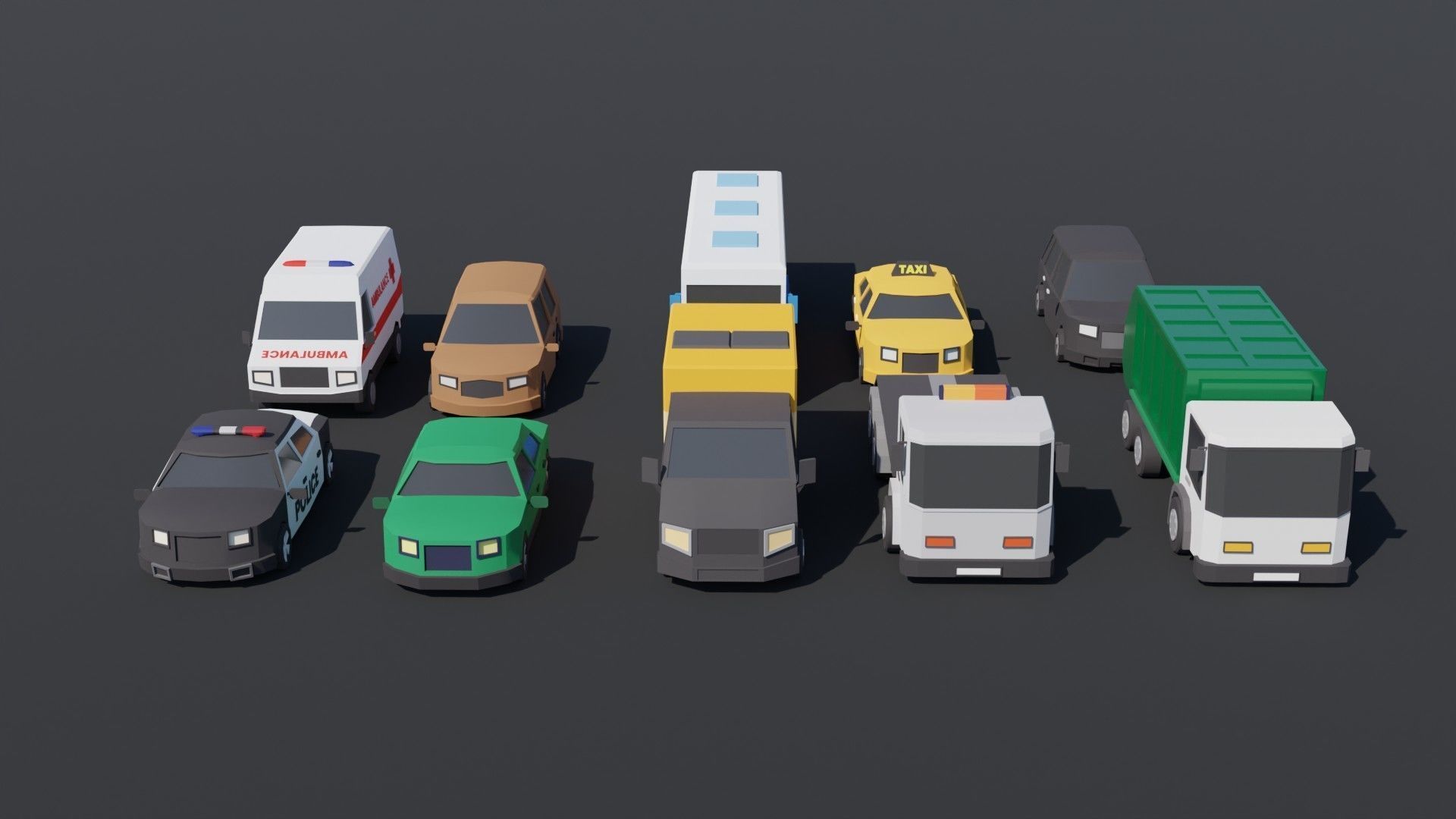 10 Low poly City Vehicles Low-poly 3D model_11