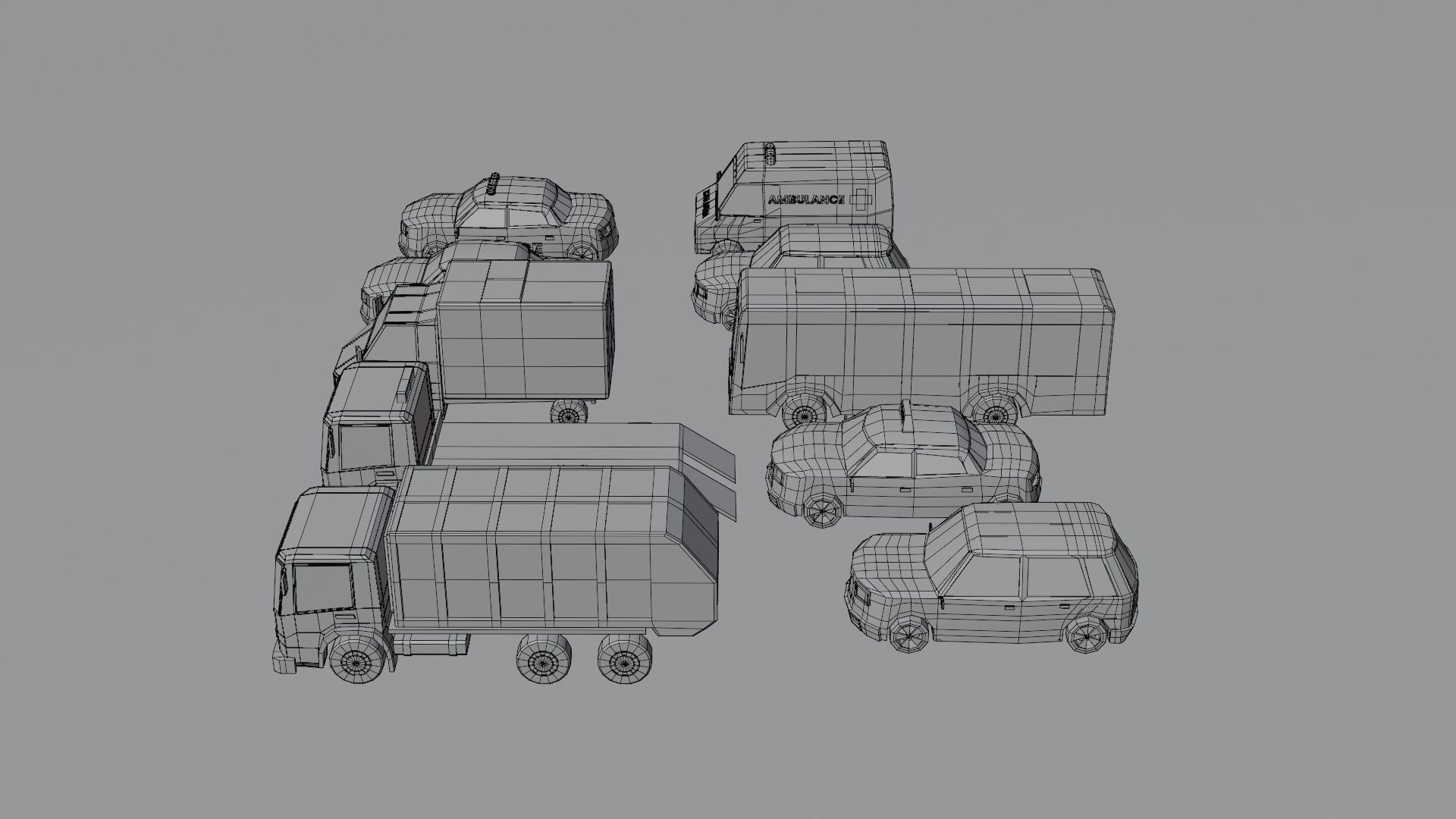10 Low poly City Vehicles Low-poly 3D model_7