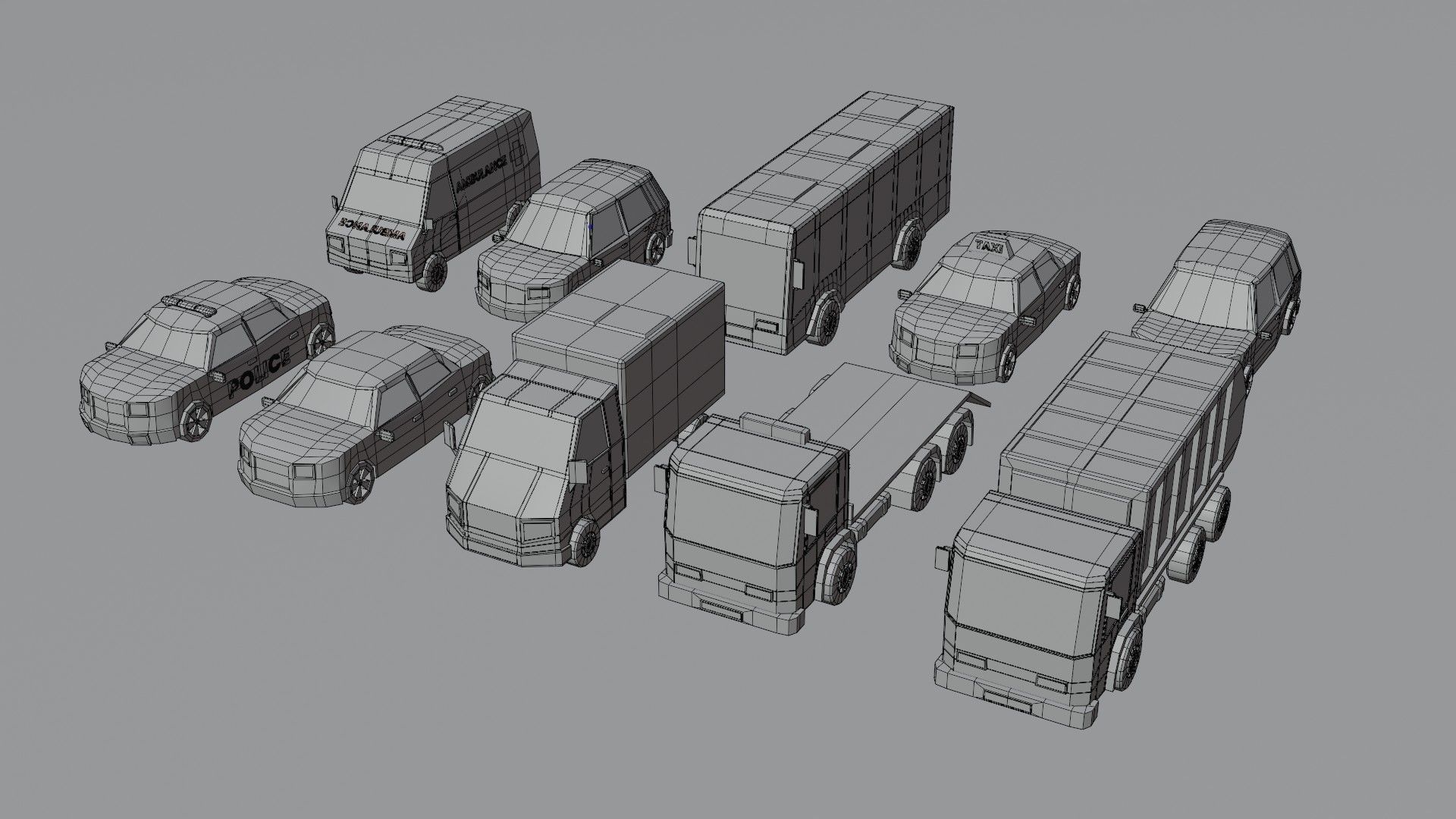 10 Low poly City Vehicles Low-poly 3D model_6
